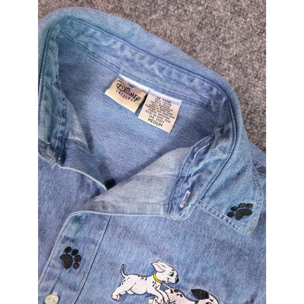 Vintage Disney Catalog 101 Dalmatians Denim Shirt Medium Embroidered - Picture 2 of 13